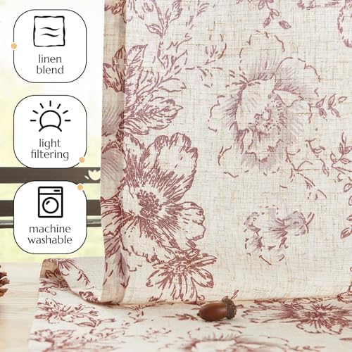 Vangao Floral Valances for Windows Alice Red W50 X 16L 1 Panel - Image 3