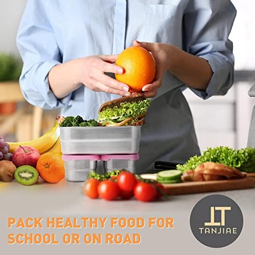 Tanjiae 3 CUP+1 CUP Stainless Steel Lunch Snack Containers Set | Leak Proof 304 - Image 5