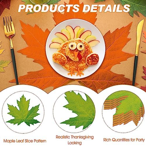 Geosar 200 Pcs Fall Harvest Leaf Disposable Paper Placemats Set - Image 4