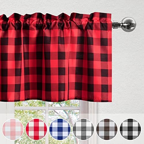 Hiasan Buffalo Plaid Curtains Valances, 42W x 18L, 1 Panel - Image 3