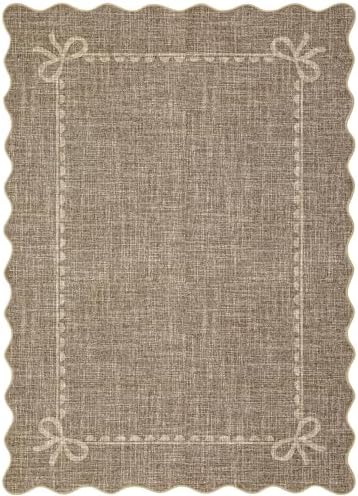GarveeHome Scalloped Bow Rug 3x5 Washable Brown Rug - Image 4