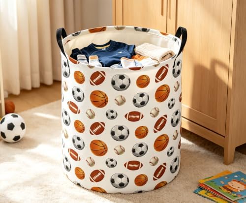 Ball Hamper for Nursery Boys Hamper Cute Storage Bin Organizer Room Decor for - Image 6