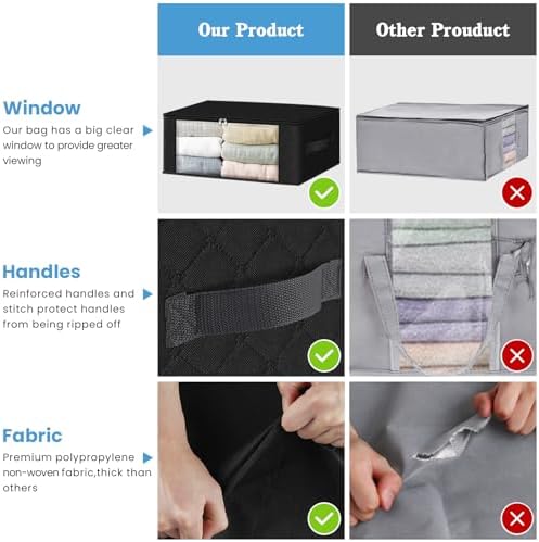 HomeHacks 3-Pack Clothes Organizer Storage Bags, 35L Storage Bins - Image 4