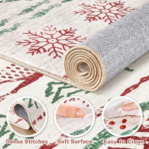 Nakagishi Christmas Rugs: 5x7 Washable Abstract Large Neutral Soft Rug Stain - Image 7