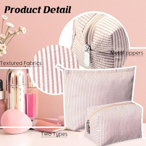Huhumy 2 Pcs Makeup Bag Set for Women, Thin Stripe - Image 3
