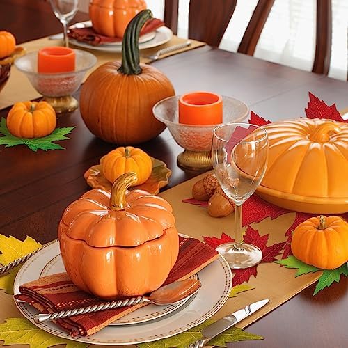 Geosar 200 Pcs Fall Harvest Leaf Disposable Paper Placemats Set - Image 2