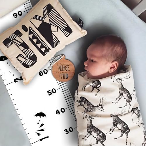 Kids Growth Chart, Wood Frame Fabric Canvas Height Measurement Ruler from Baby - Image 4