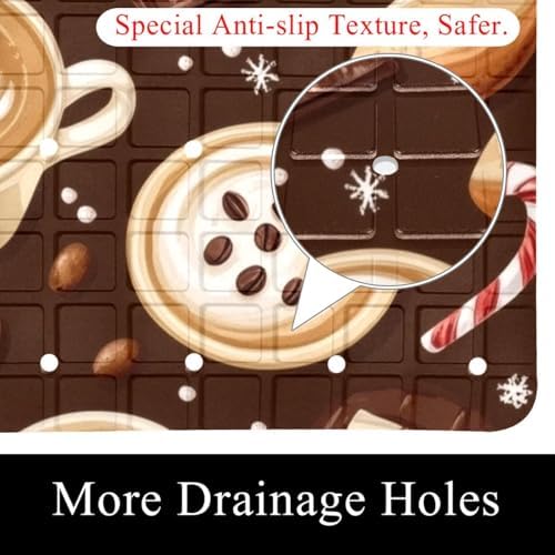 Bathtub Mat Non Slip 26.8x15.1In, Xmas Coffee Candy Bath Mat - Image 2