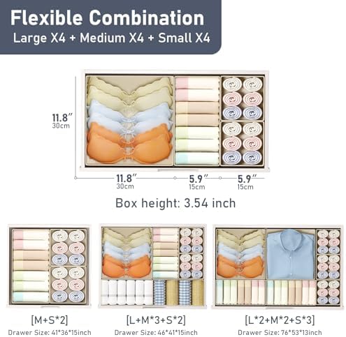 DIMJ Drawer Organizer Clothes, 12 Pack Dresser Organizer, Foldable Closet - Image 2
