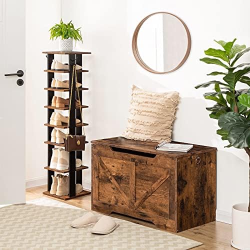 HOOBRO Storage Bench, 29.5” Retro Wooden Storage Chest - Image 2