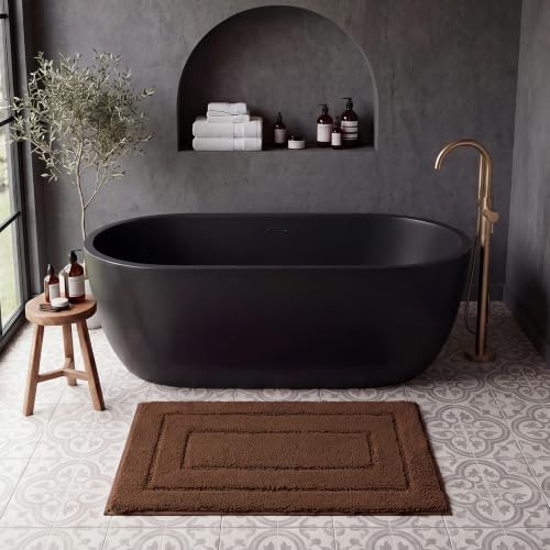 GRANNY SAYS Brown Bathroom Rug 24" x 16", Non-Slip Microfiber Bath Mat by GRANNYSAYS