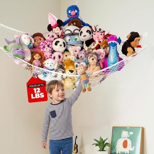 Large Stuffed Animal Storage Hammock 1 Pack | Holds 12 lbs | Corner Stuffed by LillysLove