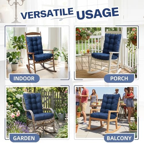 Indoor Outdoor Khaki Rocking Chair Cushions - Image 5