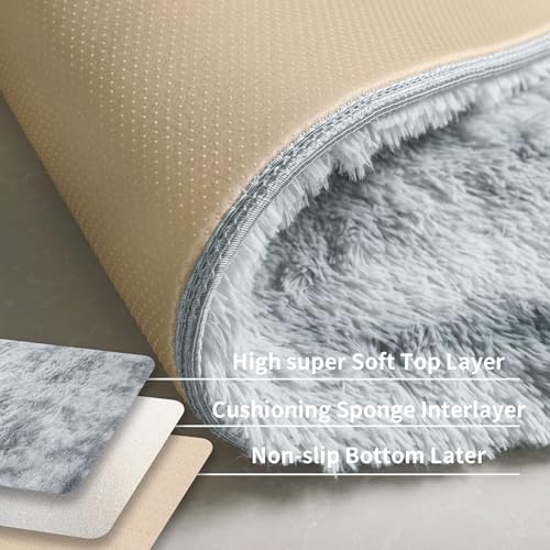 5x7 Tie-Dyed Light Grey Shag Rug - Image 4