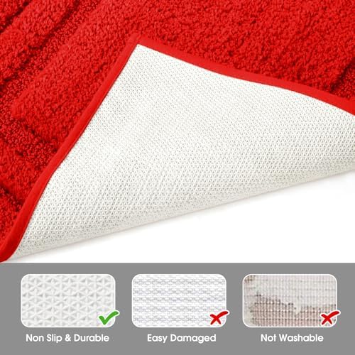 HOMEIDEAS Bathroom Rugs Sets 2 Piece, Super Soft Non Slip Bath Mat Red - Image 5