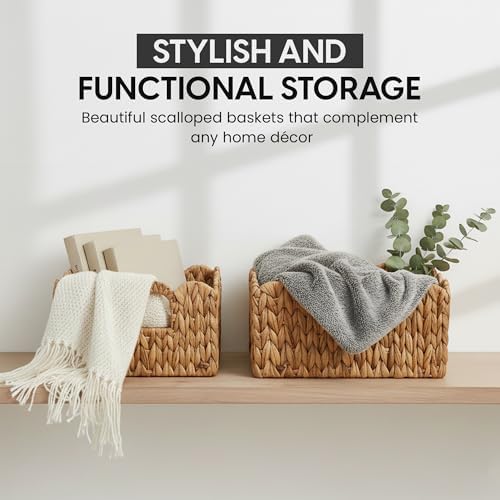 ByteX Scalloped Basket Set Water Hyacinth Wicker Storage Baskets - Image 2