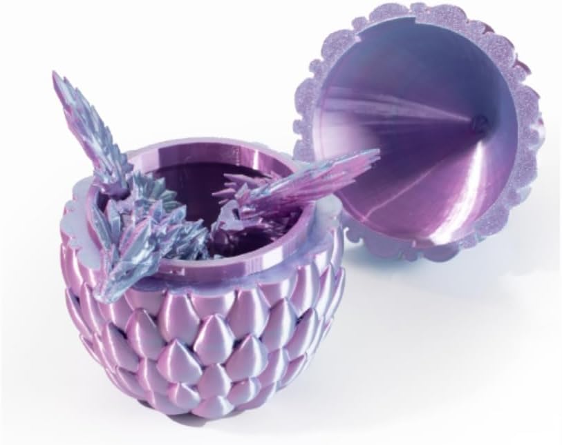 GerRit 3D Printed Dragon，Crystal Dragon，3D Printed Stuff，Dragon Fidget Toy，3D Dragon Eggs with Dragon Inside，Home Office Decoration, Administrative Desk Toys (Rainbow Color)