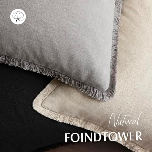 Foindtower Decorative Linen Fringe Throw Pillow Covers Boho Farmhouse Cushion - Image 4