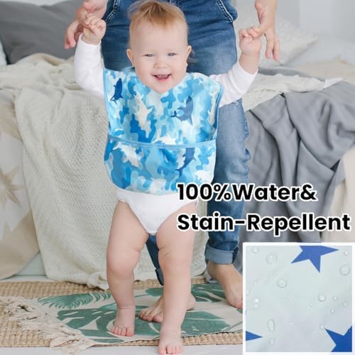 TSD Baby Bibs Waterproof Feeding Bibs 5pack Adjustable Mealtime Poctet Bib - Image 2