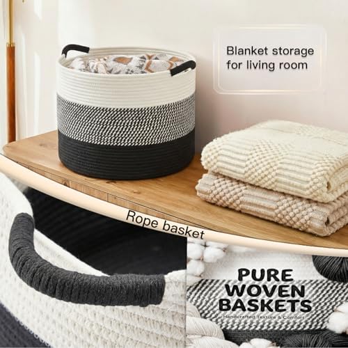 Artfeel 70L Large Cotton Rope Basket, Decorative Woven Blanket Storage - Image 5