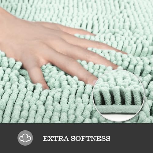 Yeaban Chenille Spa Blue Bathroom Rug 36"x60", Non-Slip Rubber Backing - Image 2