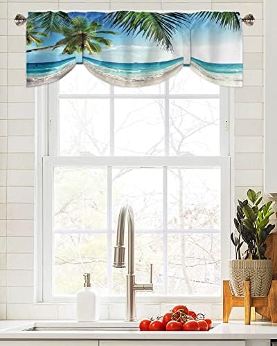 Vandarllin Palms Tree Ocean Blackout Tie Up Valance Curtains - Image 2