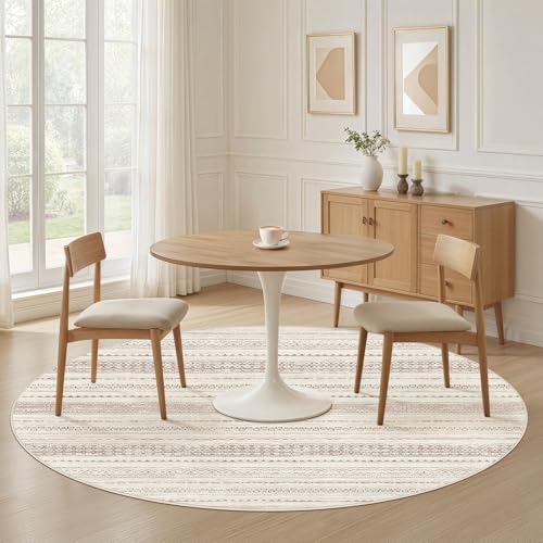 Nakagishi Round Rug Boho Area Rugs: 4x4 Washable Large Circle Neutral Soft - Image 4