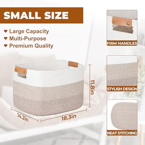 danpinera Rectangle Blanket Storage Basket, Large Blanket Basket Living Room - Image 2