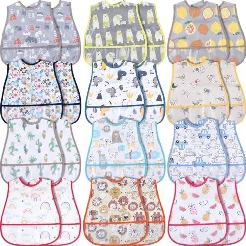12 Pcs Waterproof Baby Bibs by Jeyiour