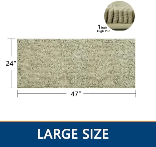BOANKODU Bathroom Rugs 47x24, Extra Soft Absorbent Chenille Bath Rugs, PVC - Image 2