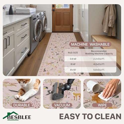 BESBLEE 2X10 Washable Kitchen Runner Rug, Animal Non Slip - Image 5