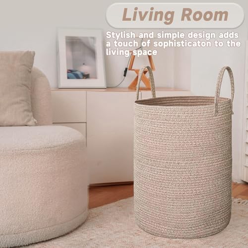 JMvicyroam 80L Cotton Rope Laundry Basket Hamper - Image 3