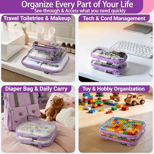 YQBRAO Clear Hard Shell Zipper Cases, 6 Multi-Size Organizers - Image 3