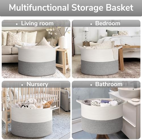 Goodpick Extra Large Woven Blanket Basket Living Room, Toy Bin - Image 6