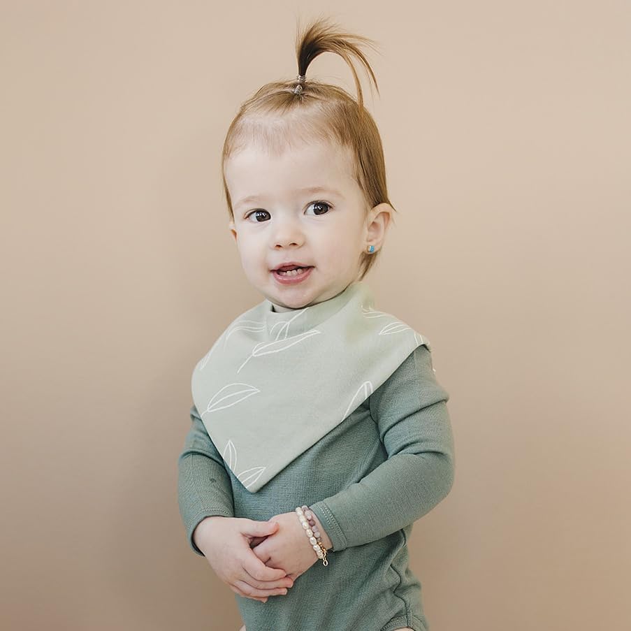 Woolino Merino Wool Baby Bibs - Highly Absorbent Bandana Bib with Cotton Outer Layer and Merino Wool Inner Layer - Pack of 2