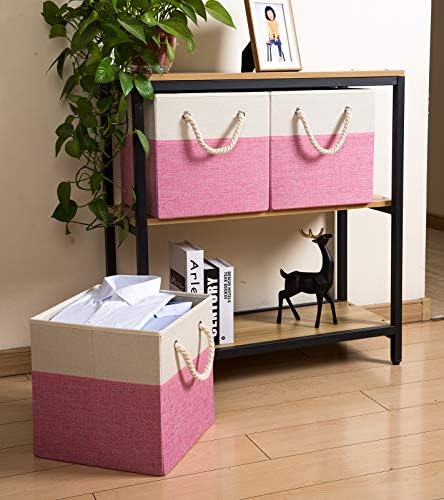 PRANDOM Large Foldable Cube Storage Bins 11x11 inch Fabric Linen Storage - Image 3