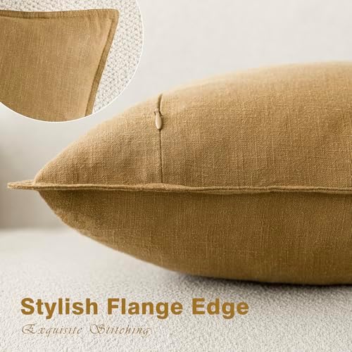 Foindtower Linen Solid Decorative Throw Pillow Covers 20x20 Honey Mustard - Image 3