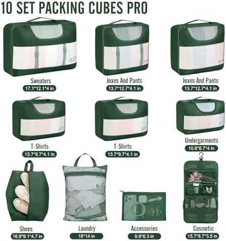 Veken 10 Set Packing Cubes for Travel Essentials, Suitcase Organizer Bags in 4 - Image 2