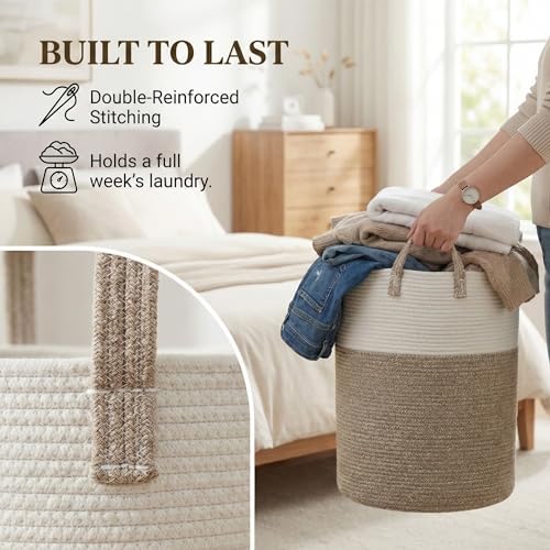 JMvicyroam 100L Cotton Rope Laundry Basket Hamper - Image 6