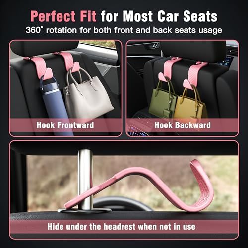 4-Pack Car Headrest Hooks Holds 55lbs Seat Storage Organizer - Image 3