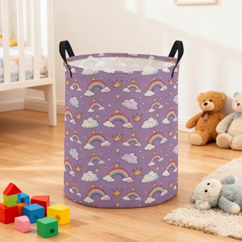 ESSME Kids Laundry Basket, Rainbow Hamper Collapsible Canvas Waterproof Storage - Image 3