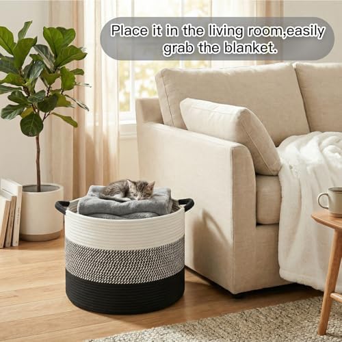 Artfeel 70L Large Cotton Rope Basket, Decorative Woven Blanket Storage - Image 4