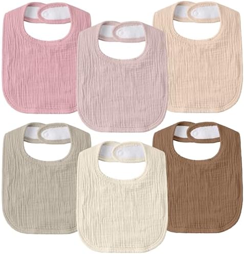Muslin Bibs for Baby Boy Girl, Adjustable Fit for Drooling and Teething by GLLQUENBABY