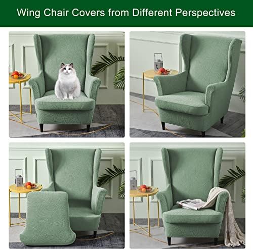CRFATOP Wingback Chair Covers Stretch Armchair Slipcovers - Image 2