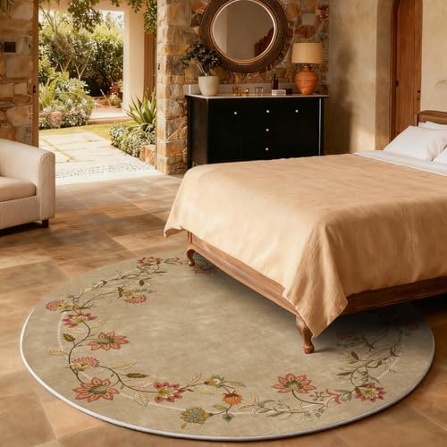 Washable Living Room Round Rug: 4ft Circle Rugs - Image 6