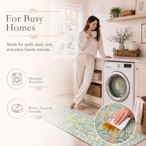 Wonnitar 10x14 Machine Washable Area Rugs, Ultra-Thin Foldable Boho Flower - Image 3