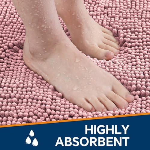 Chenille Bathroom Rug 40"x60" Blush, Large Plush Bath Mat - Image 4