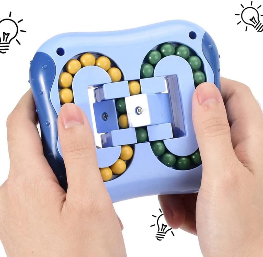 Magic Bean Rotating Cube Puzzle Fidget Toys Anti Stress Ball IQ Games Educational Sensory Easter Gift for Boys Girls Kids Children Adults (Lake Blue)