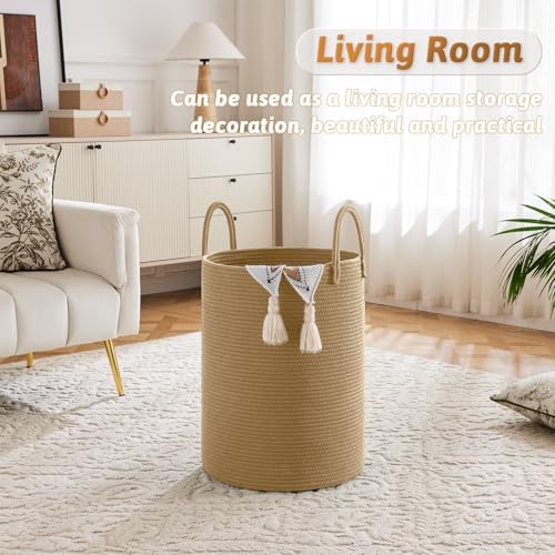 Artfeel Laundry Basket, Woven Cotton Rope Laundry Hamper, 60L - Image 2
