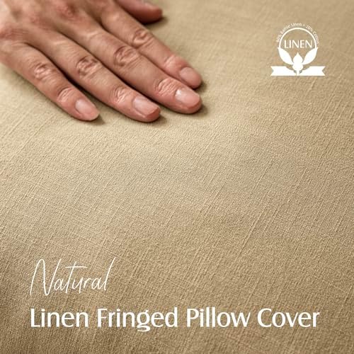 Foindtower Boho Linen Fringe Lumbar Throw Pillow Covers 12×20 Light Khaki - Image 2